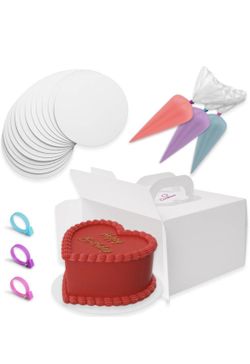 Cake Box Set and Boards with Pastry Bags and Ties 