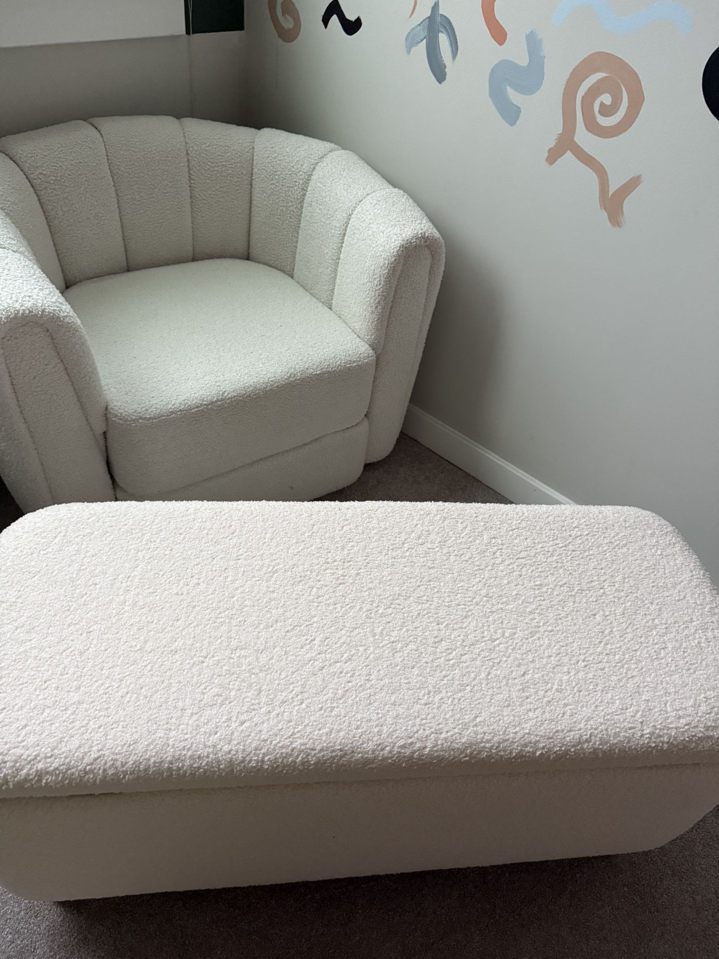 Swivel Barrel Chair and Storage Ottoman