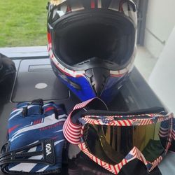 Helmet, Gloves, and Goggles 