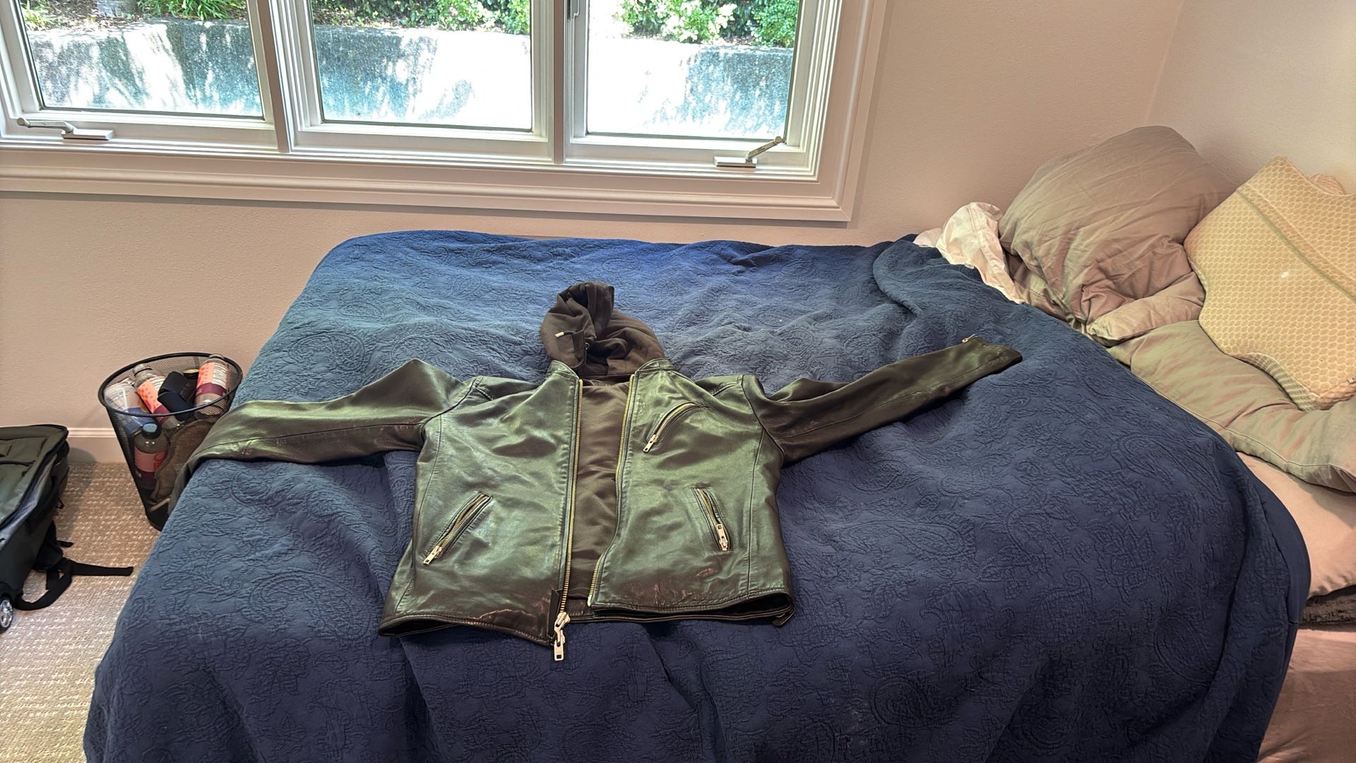 Quince Small Leather Hooded Jacket
