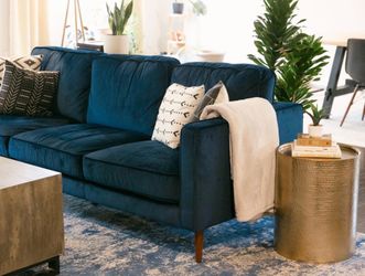 Navy Velvet sofa and loveseat