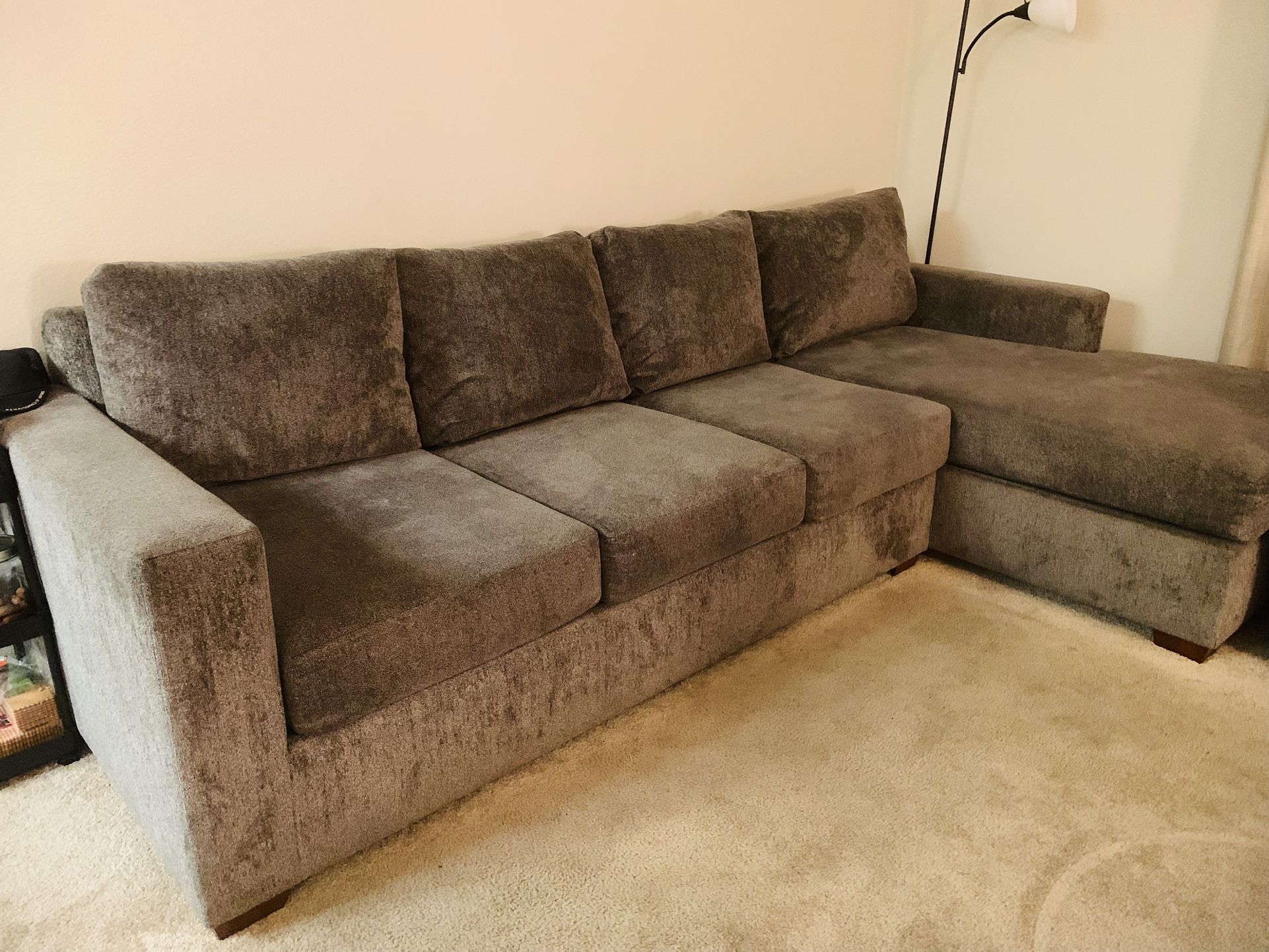 L-Shaped Sectional Sofa + Chaise Lounge – Like New 