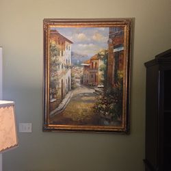 Large Painting Of Italian Scene
