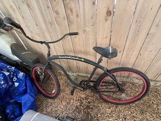 Bruiser Beach Cruiser Bike Black Pink Rims