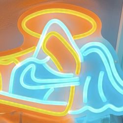 Jordan 1 halo and angel wings neon sign