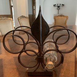 Jan Barboglio Wrought Iron Fleur des Lis Wine Rack
