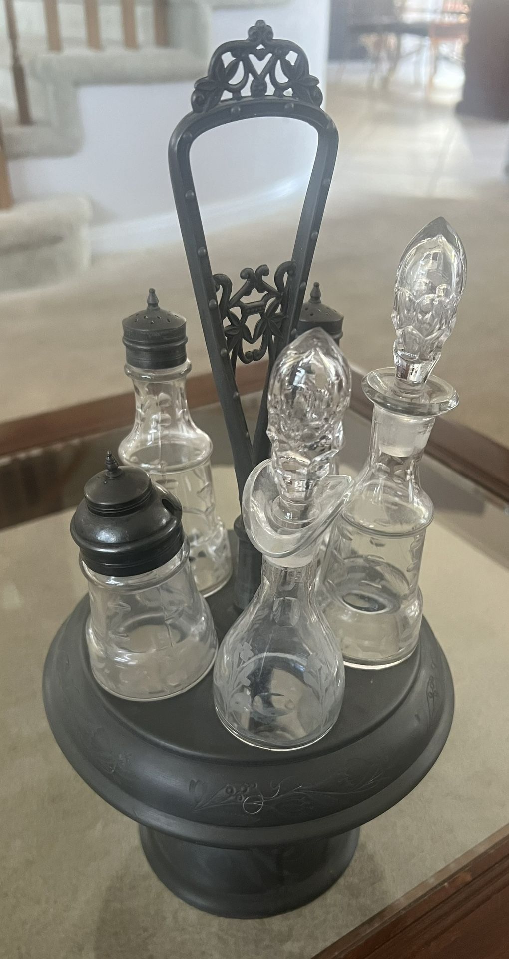 Antique Pewter Cruet Set