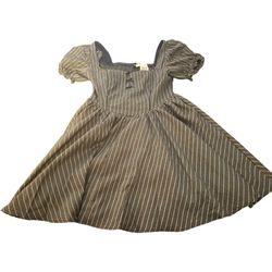 Hot topic grey and white pinstripe babydoll dress with cute bows new with tags