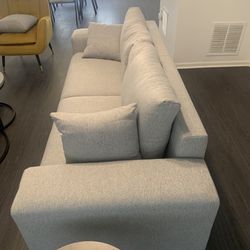 87" Modern Gray Cotton & Linen Upholstered 3-Seater Sofa For Living Room