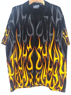 AOP Flame button up front & back print~ size XL