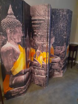 Oriental Furniture Golden Buddhas Room Divider
