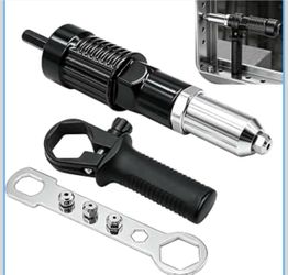 Rivet Gun Adapter, Electric Riveter Attachment with Rivet Head, 1Set Aluminum Alloy, Include Rivet Heads 2.4mm 3.2mm 4.0mm, Pop Rivet Tool with Non-Sl