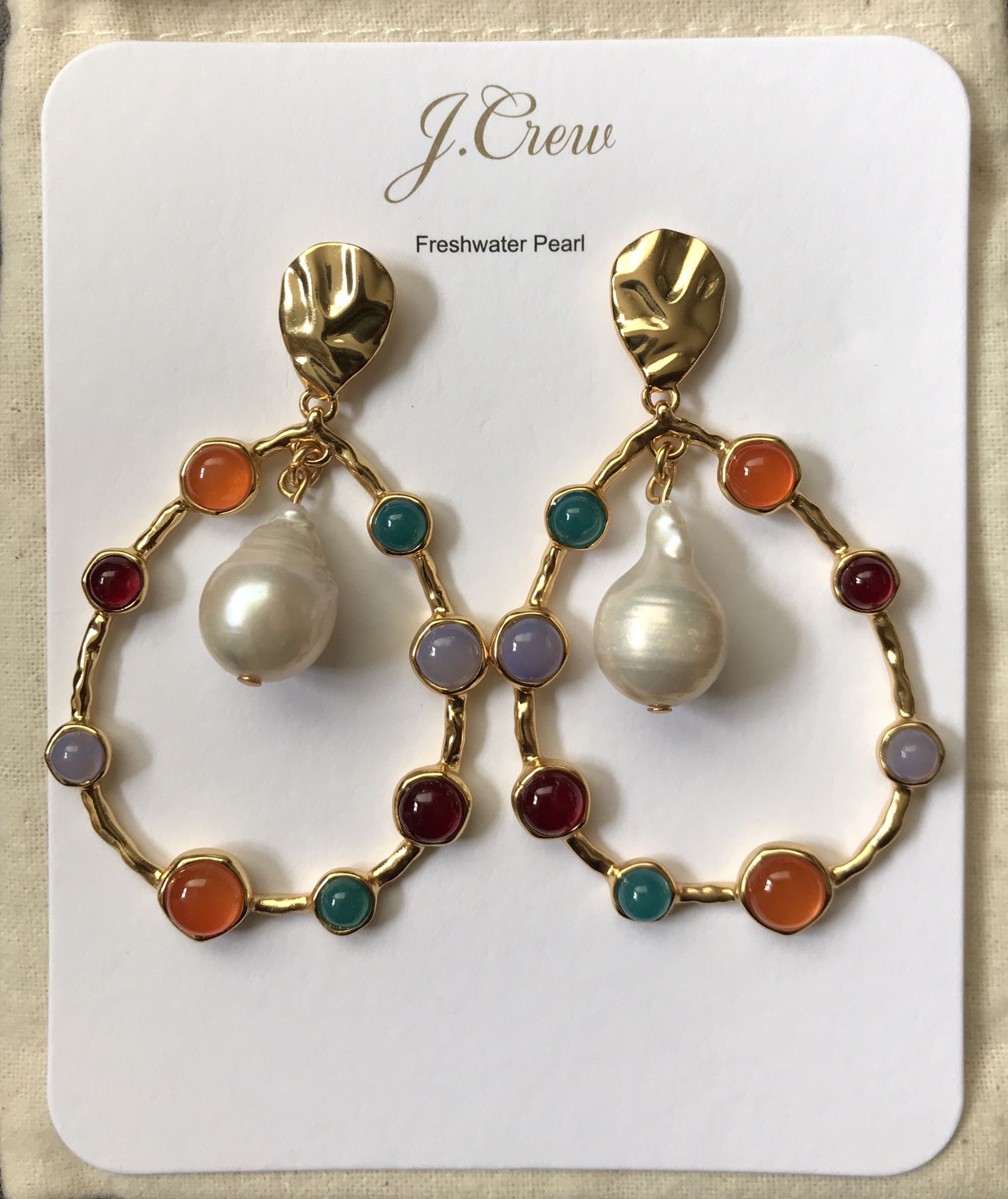 (NEW) (1 AVAILABLE) WOMEN’S J.CREW SEMI-PRECIOUS STONE STATEMENT EARRINGS - SIZE: 2” (MSRP: $68) 