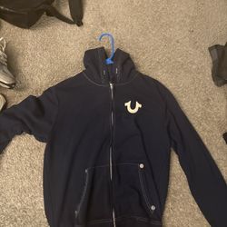 true religion navy blue zip up hoodie