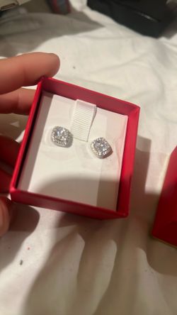 Cubic Zirconia Halo Stud Earrings in 14K Gold Plated Silver