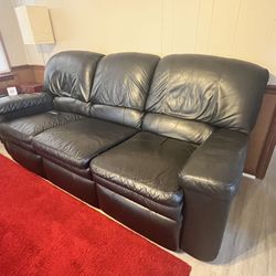La-Z-Boy  Black Leather Recliner Sofa 