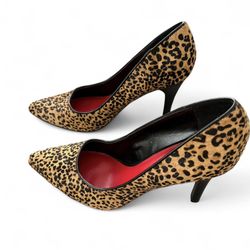 Nine West Leopard Print Calf Hair Heels Cheetah size 6