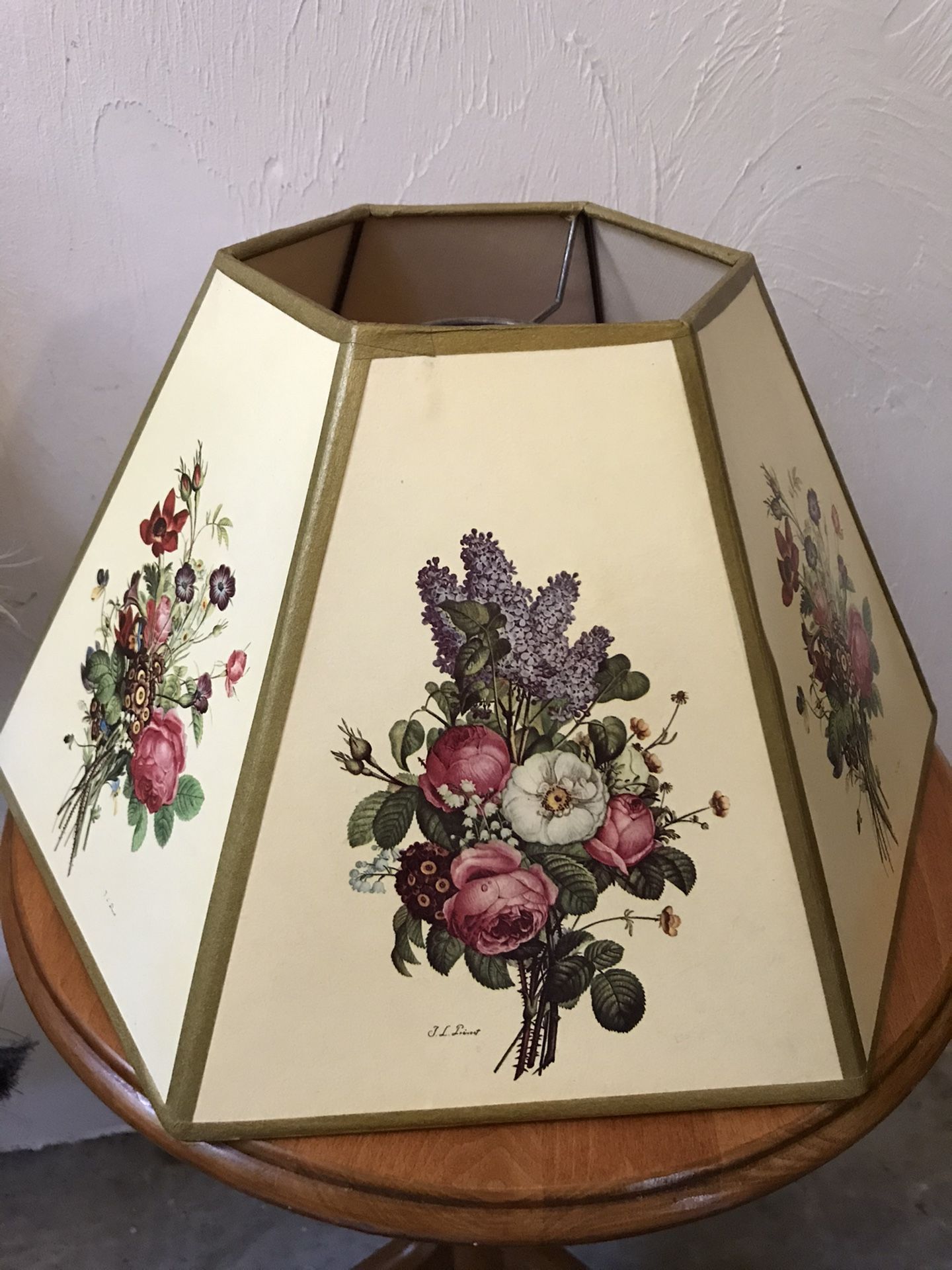 Pair of floral lamp shades by J L Prevost