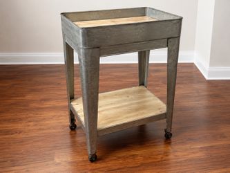Industrial Metal & Wood Rolling Utility Cart