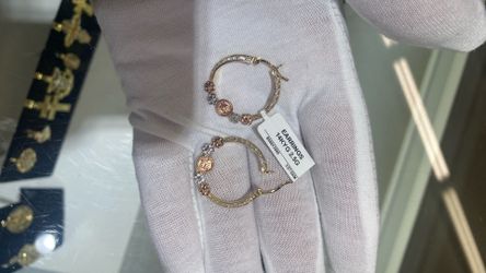 14kt tricolor 15anos earrings