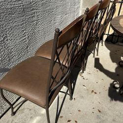 Round Stone And Hard Wood Kitchen Table Set