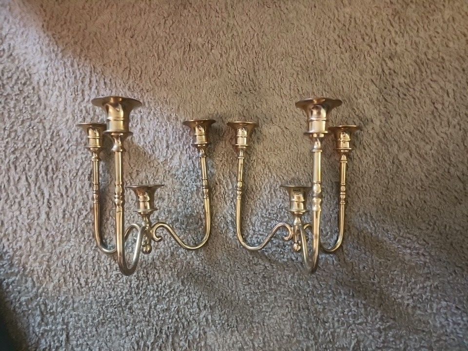 2 Solid Brass Hand Made In India  Candle  Holders