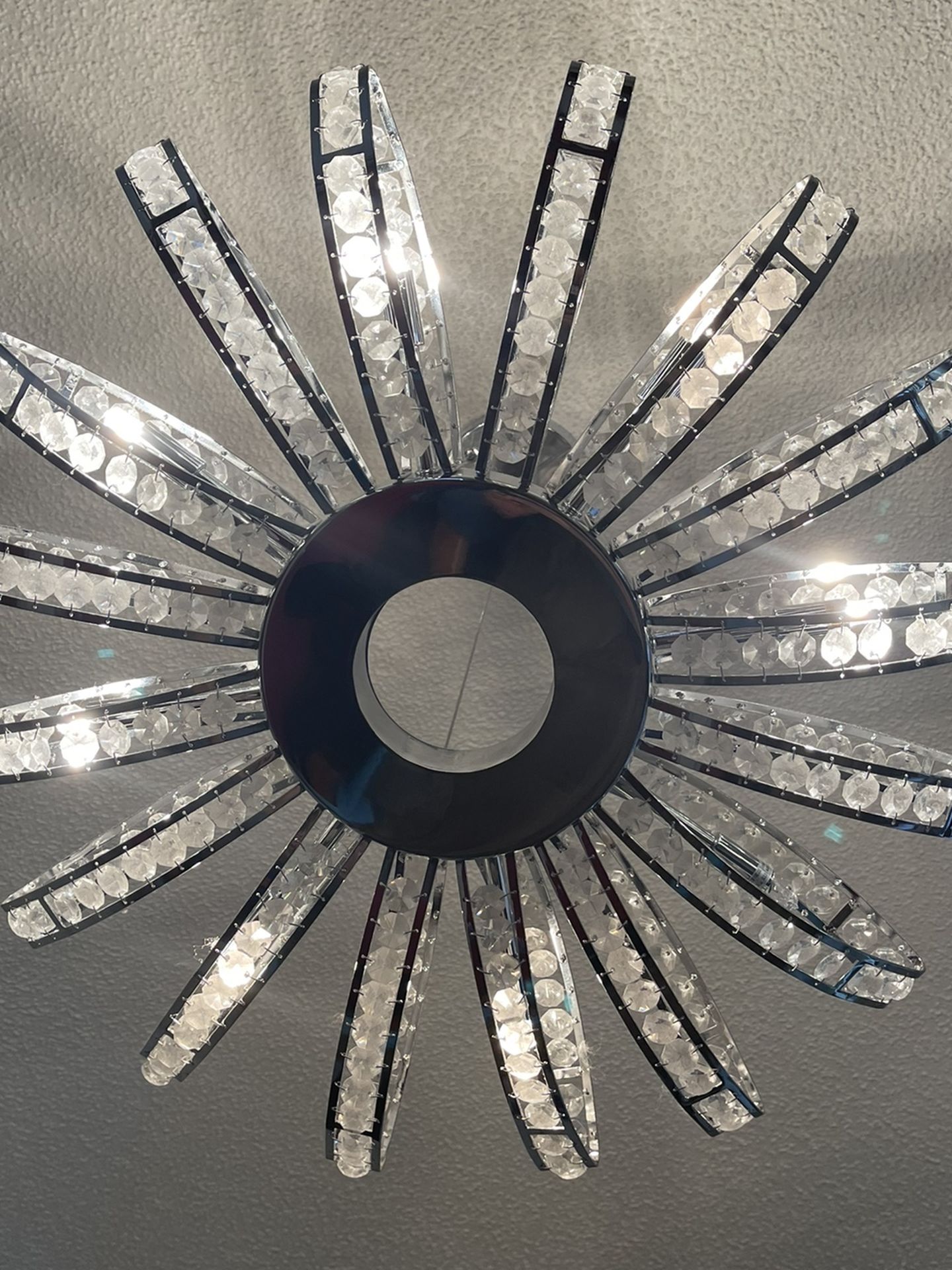 very beautiful crystal and silver chandelier