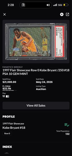 1997 Flair Showcase Kobe Bryant
