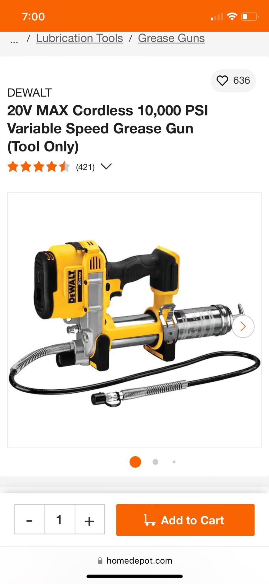 Engrasadora Dewalt 20v