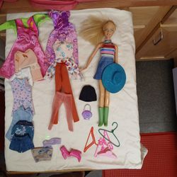 Vintage 1999 Barbie And Clothes