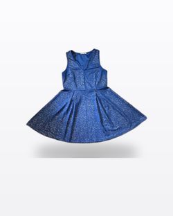 Copper Key Navy Gold Metallic Fleck Sleeveless Skater Dress M