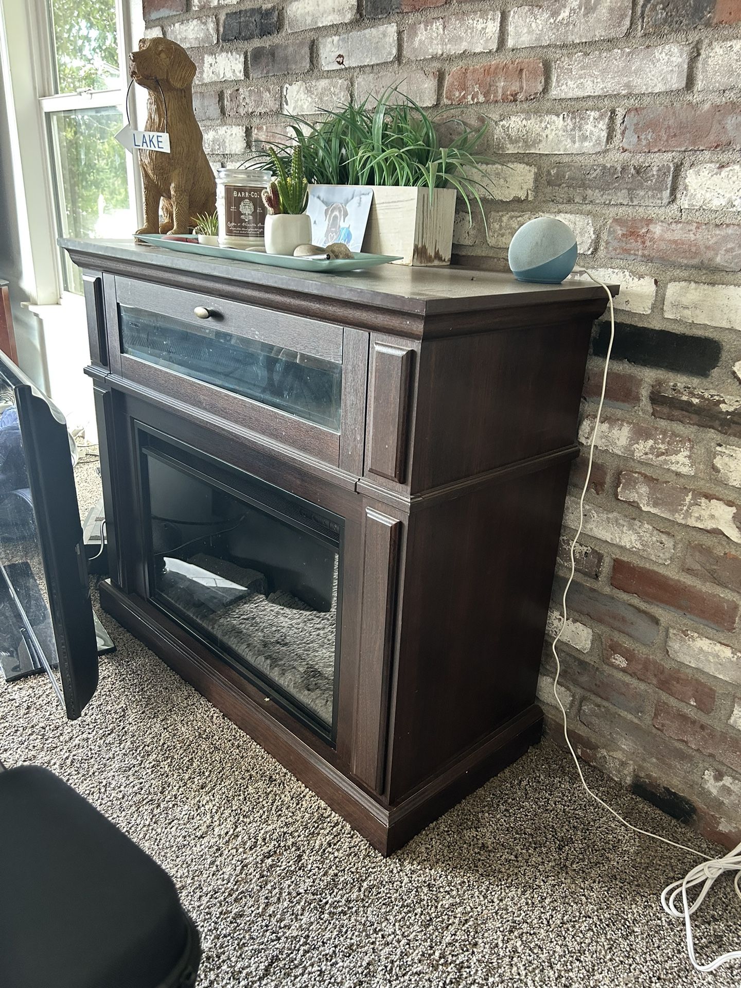 Large Wood Electric Fireplace