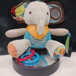 Skip Hop Bandana Buddies Baby Activity and Teething Toy with Multi-Sensory Rattle and Textures, Elephant .  ( Red / Black Bin )