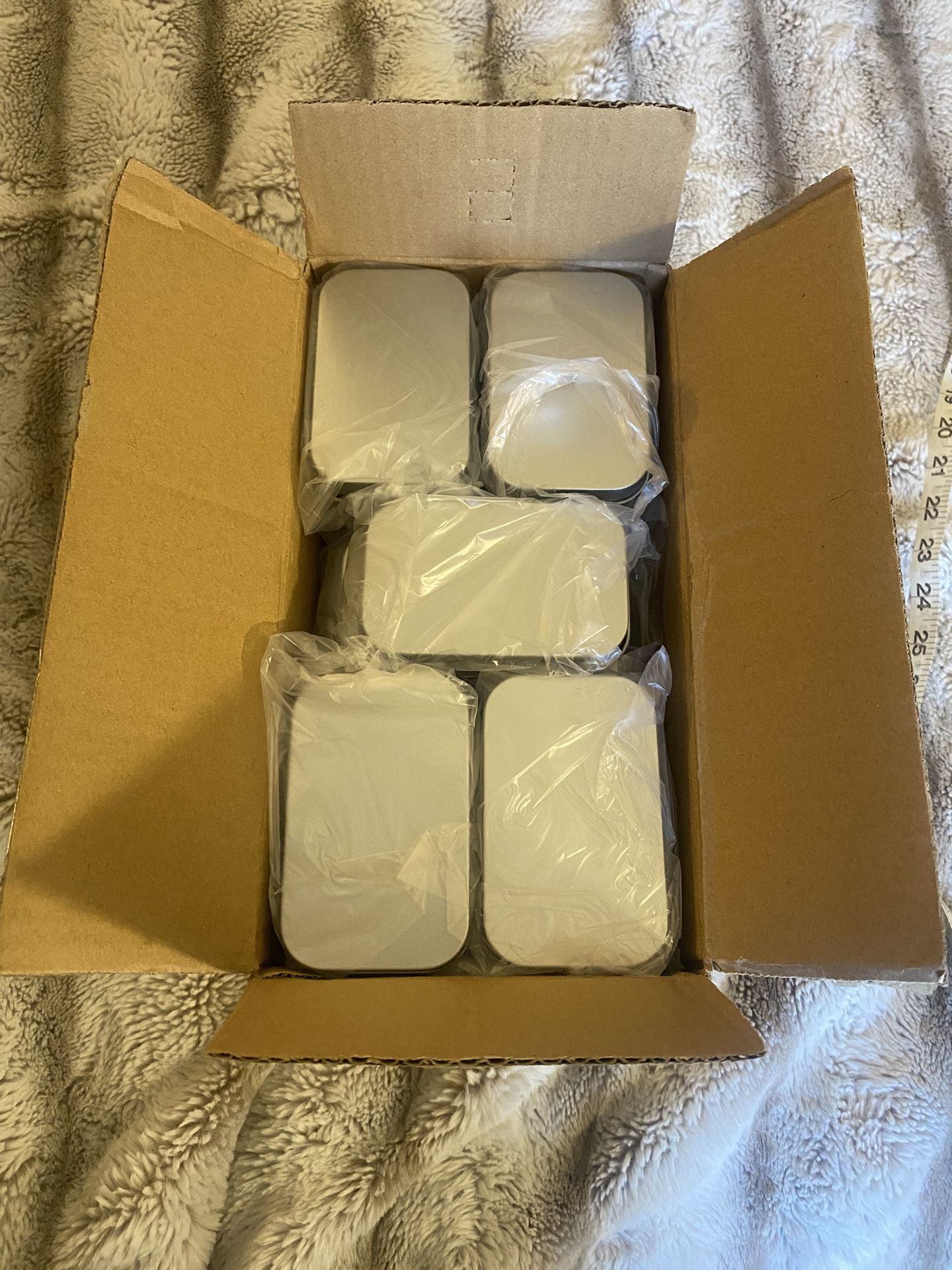Rectangular Hinged Silver Tin Boxes -40 Pk 3-1/2” x 2-1/2” x 4/5”