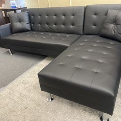 NEW Black Tufted Sectional Sofa Bed 🆕FINANCING AVAILABLE 👍 NO CREDIT NEEDED 