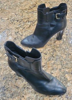 Tod's Black Leather Heels Ankle Fashion Boots Booties Womens Shoes 37.5 7.5 $990