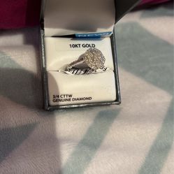 Ring 3/4 Diamond Genuine Size 7 White gold 10Kt