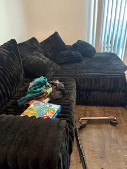Black Crushed Velvet Corner Sofa