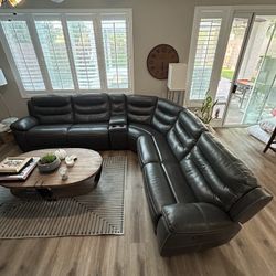 Grey Leather Couch 