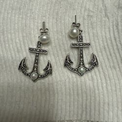 J crew Anchor Earrings With Real Pearls 