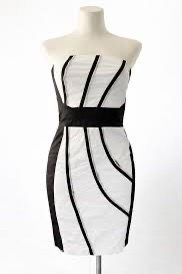 Karen Millen monochrome strapless pencil dress