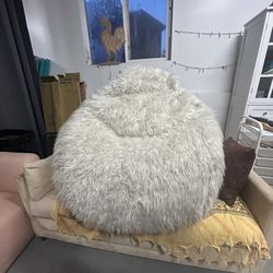 World Market Big White Fluffy Bean Bag 