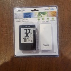 Taylor Precision Products Wireless Digital Indoor/Outdoor Thermometer 
New Sealed.
UPC 0(contact info removed)1