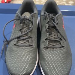 Under Armour, gray shoes