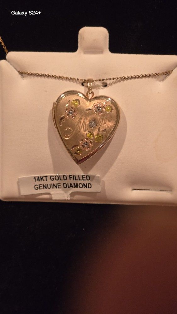 Genuine Diamond Heart Pendant Locket Necklace