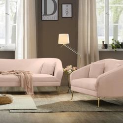 Hermosa Velvet Pink Living Room Set

