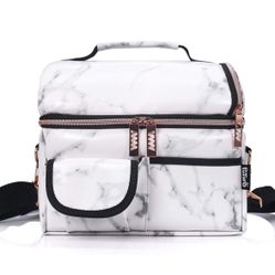 8L Insulated Lunch Bags Double Compartment Lunch Tote Leakproof Lunch Cooler Bag with Adjustable Shoulder Strap Freezable Meal Prep Bag for Women - Ma