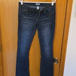 Mudd Bootcut Jeans Medium Wash Blue Denim Stretch Button Accents 5-Pocket Women