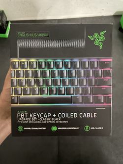 PBT Keycap + Coiled Cable Upgrade set • Classic Black 