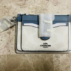 COACH New York Card Case Wallet Style#C7398 CHALK/INDIGO ✨NWT✨